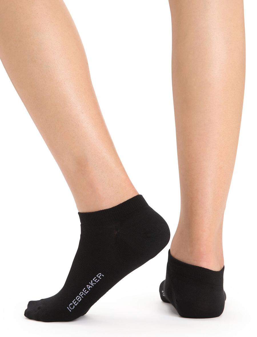 Black / Snow Icebreaker Merino Lifestyle Fine Gauge No Show Women's Socks | AU 1423VRWD